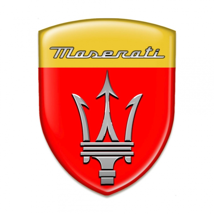 Maserati Tuning Emblem Red Yellow Print Grey Logo 