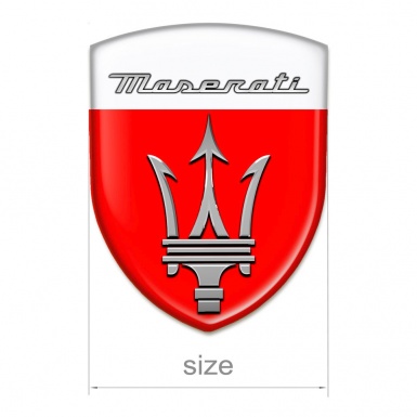 Maserati Self Adhesive Emblem Logo Red White Base Grey Logo 