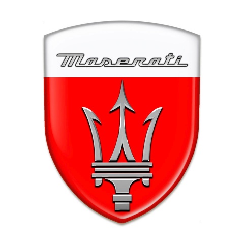 Maserati Self Adhesive Emblem Logo Red White Base Grey Logo 
