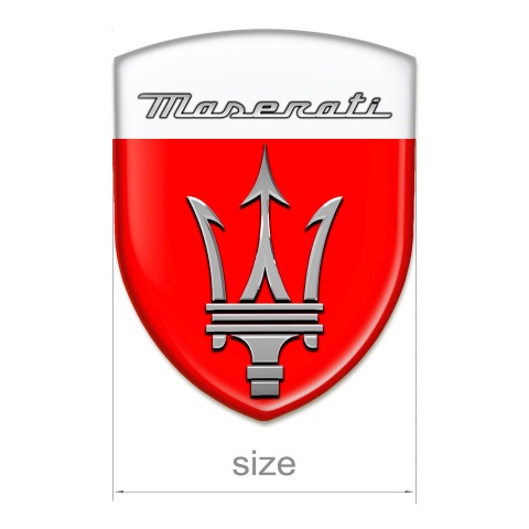 Maserati Self Adhesive Emblem Logo Red White Base Grey Logo 