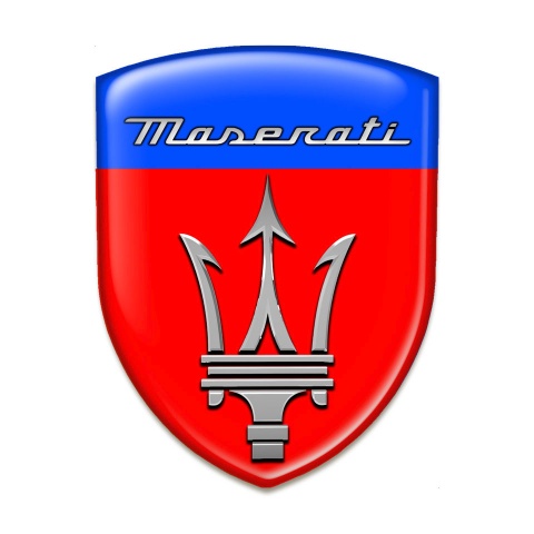 Maserati Resin Sticker Red Blue Base Grey Logo 