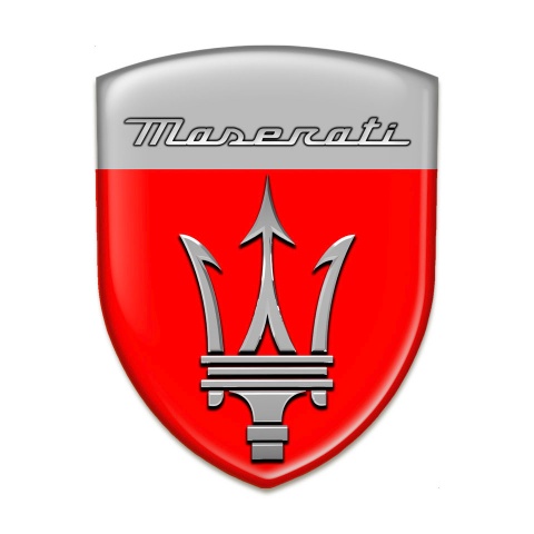 Maserati 3D Gel Emblem Red Grey Warp Design 