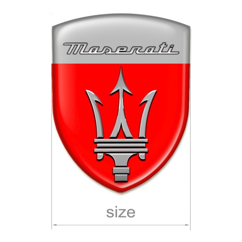 Maserati 3D Gel Emblem Red Grey Warp Design 