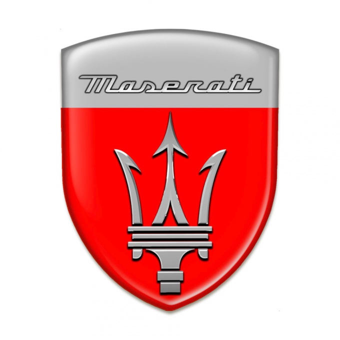 Maserati 3D Gel Emblem Red Grey Warp Design 