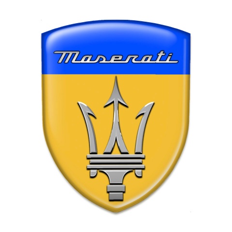 Maserati Self Adhesive Car logo Emblem Yellow Blue Base Grey Logo 