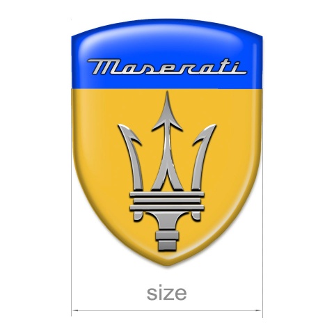 Maserati Self Adhesive Car logo Emblem Yellow Blue Base Grey Logo 