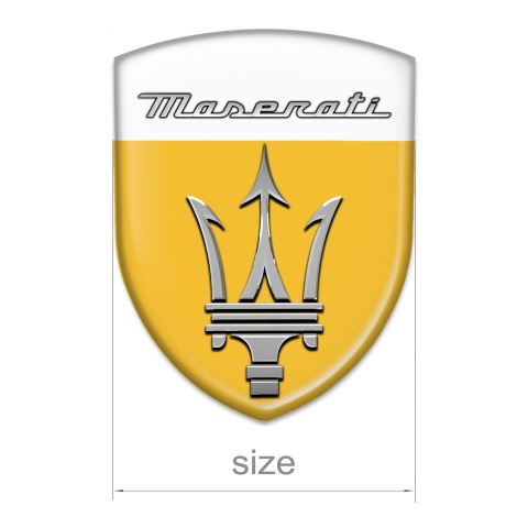 Maserati Car Interior Badge Yellow White Base and Grey Logo 