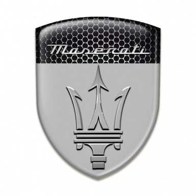 Maserati Silicone Badge Grey with Perforated Steel design 