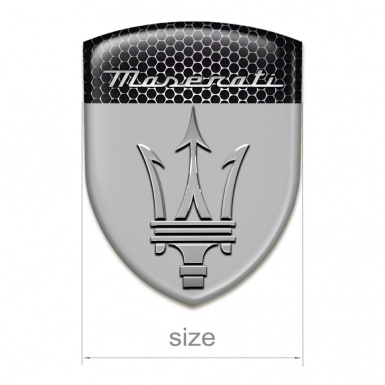 Maserati Silicone Badge Grey with Perforated Steel design 