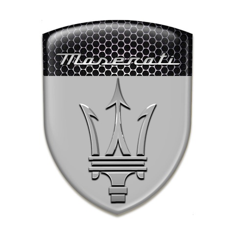 Maserati Silicone Badge Grey with Perforated Steel design 