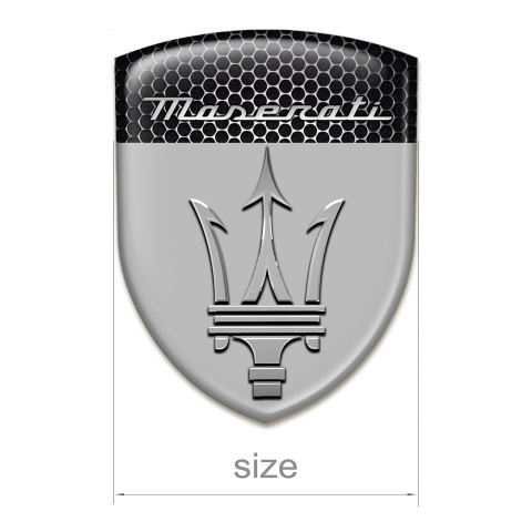 Maserati Silicone Badge Grey with Perforated Steel design 