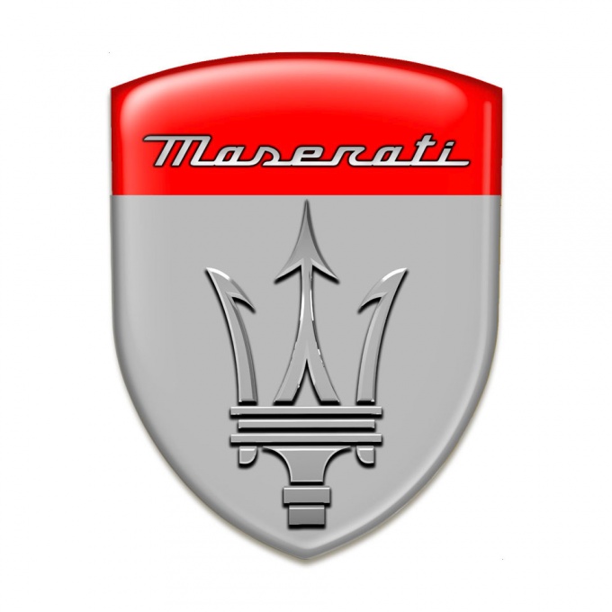 Maserati Emblem Badge Logo Grey Red Design 