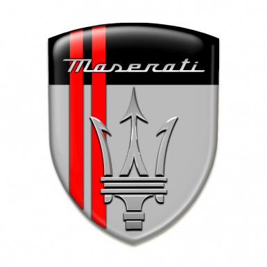 Maserati Silicone Emblem Grey Black warp Red Lines Style 