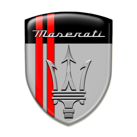 Maserati Silicone Emblem Grey Black warp Red Lines Style 