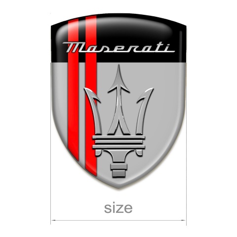 Maserati Silicone Emblem Grey Black warp Red Lines Style 