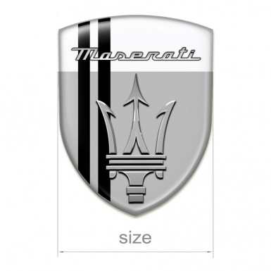 Maserati 3D Gel Emblem High Quality  Grey White Base Black Lines Edition