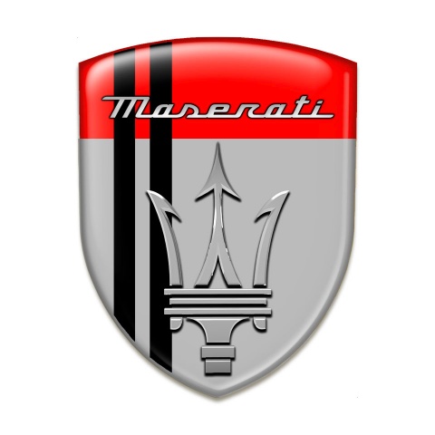 Maserati Emblem Interior Grey Red with Black Lines Design 