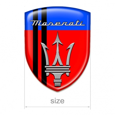 Maserati Car Accessories Badge Red Blu Base Black Lines Style 