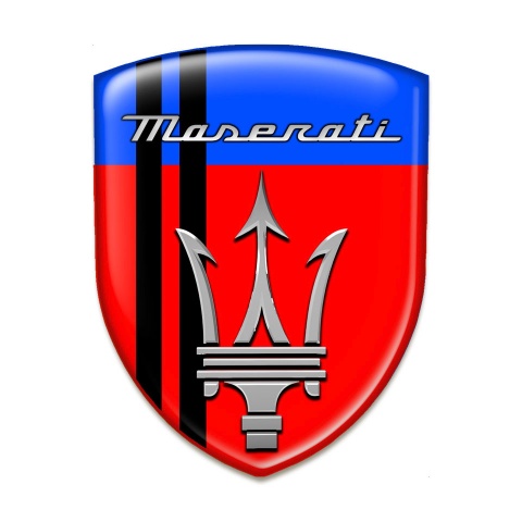 Maserati Car Accessories Badge Red Blu Base Black Lines Style 