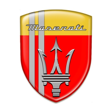 Maserati Self Adhesive Car Logo Emblem Red Yellow Warp Grey Lines Decoration 