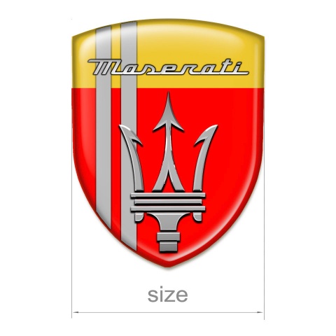 Maserati Self Adhesive Car Logo Emblem Red Yellow Warp Grey Lines Decoration 
