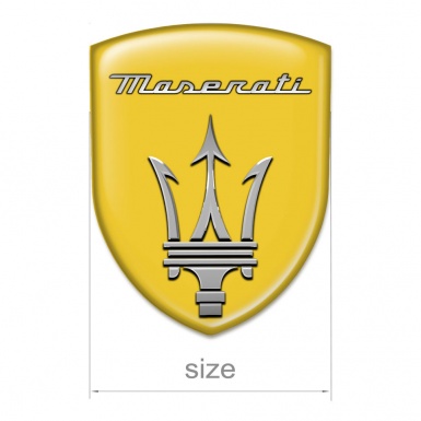 Maserati Car Interior Badge Yellow Background Grey Logo Design