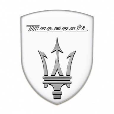 Maserati Silicone Badge High End White Warp Grey Logo Style 