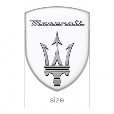 Maserati Silicone Badge High End White Warp Grey Logo Style 