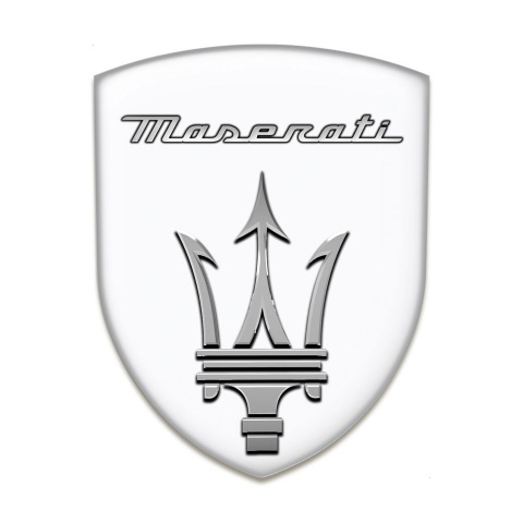 Maserati Silicone Badge High End White Warp Grey Logo Style 