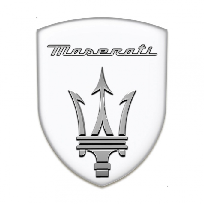 Maserati Silicone Badge High End White Warp Grey Logo Style 