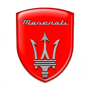 Maserati Auto Emblem High End Red Print Grey Logo Style 