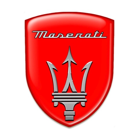 Maserati Auto Emblem High End Red Print Grey Logo Style 