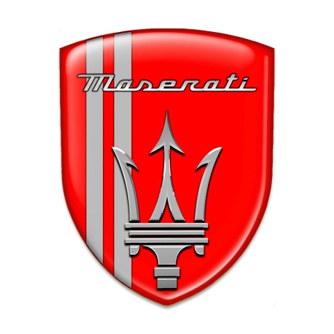 Maserati 3D Gel Emblem High Quality  Red with Grey Lines Style 