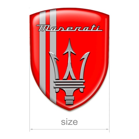 Maserati 3D Gel Emblem High Quality  Red with Grey Lines Style 