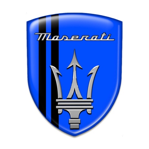 Maserati Tuning Emblem Premium Quality Blue Base Black Lines Version 