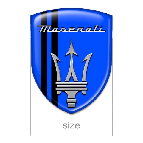 Maserati Tuning Emblem Premium Quality Blue Base Black Lines Version 