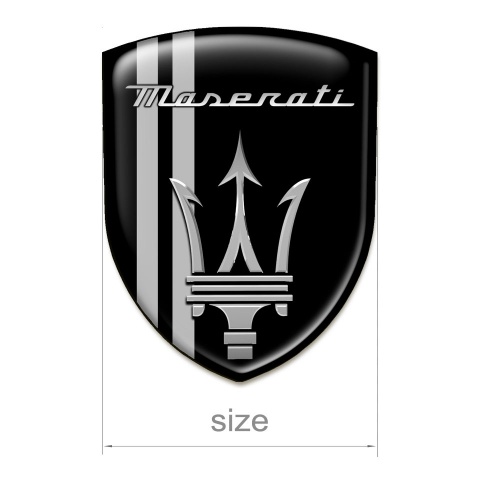Maserati Self Adhesive Car logo Emblem Black Base Grey Lines Version 
