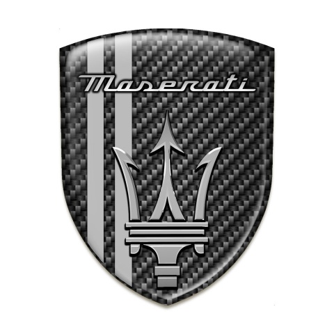 Maserati Self Adhesive Car logo Emblem Carbon Warp Grey Lines Style 