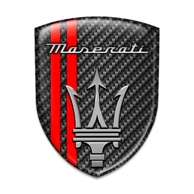 Maserati Silicone Badge Black Carbon Red Lines Version 