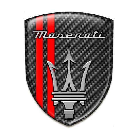 Maserati Silicone Badge Black Carbon Red Lines Version 