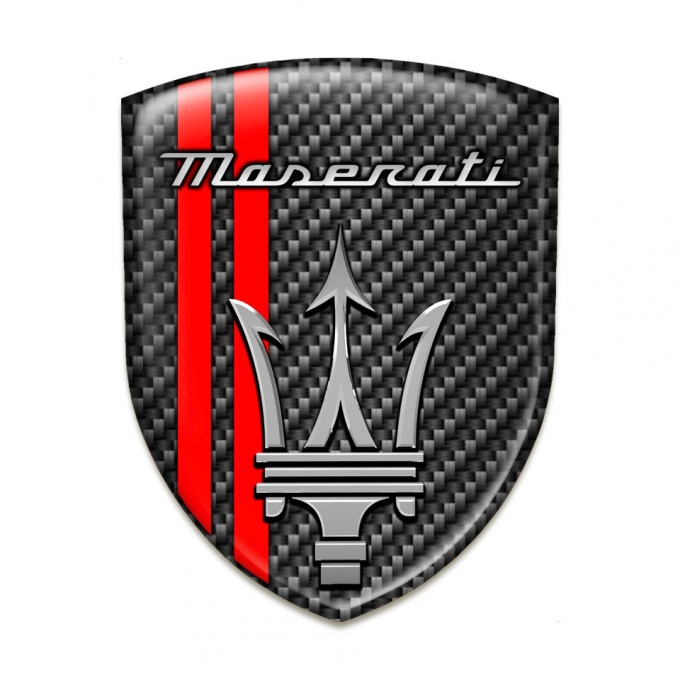 Maserati Silicone Badge Black Carbon Red Lines Version 