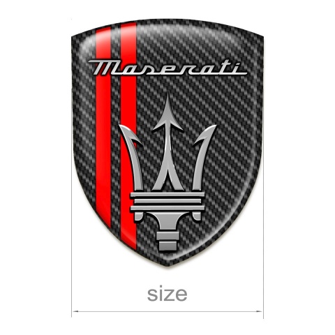 Maserati Auto Emblem Dark Carbon Red Lines Warp and Big Grey Logo