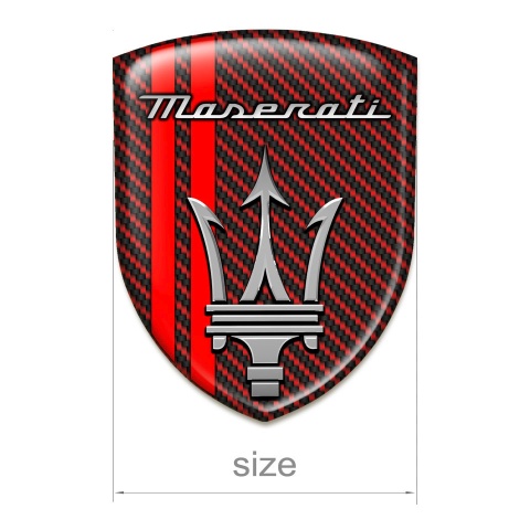 Maserati Emblem Badge Logo Stylish Red Carbon with Red Lines Design 