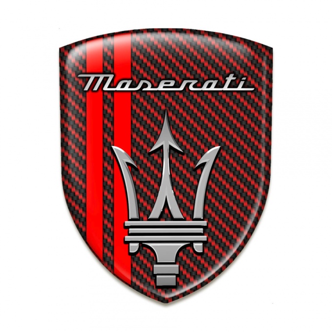 Maserati Emblem Badge Logo Stylish Red Carbon with Red Lines Design 
