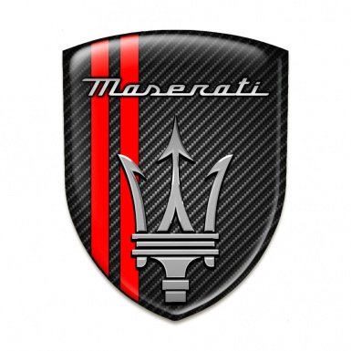 Maserati Tuning Emblem Black Carbon with Red Lines Type 