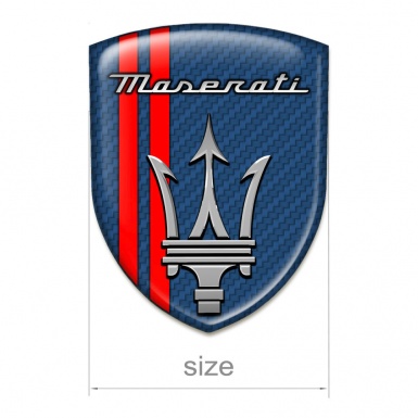 Maserati Domed Emblem Navy Blue Carbon with Red Lines Type