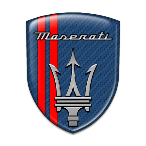 Maserati Domed Emblem Navy Blue Carbon with Red Lines Type