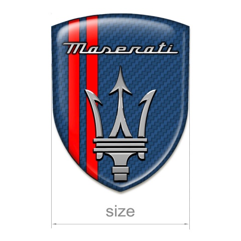 Maserati Domed Emblem Navy Blue Carbon with Red Lines Type