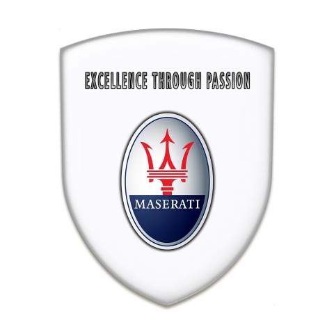 Maserati 3D Gel Emblem White Type Round Logo 