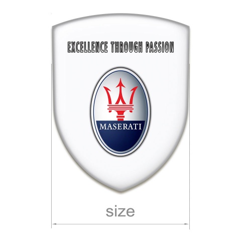 Maserati 3D Gel Emblem White Type Round Logo 